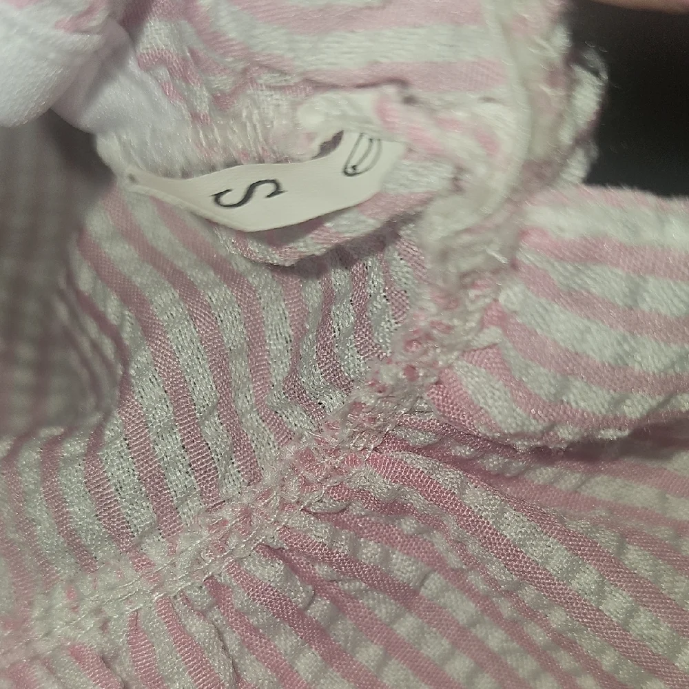 Pink Striped Dog Dress with Pearl Detail Bow Size Small